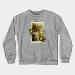 Woman reading by lake vintage collage Crewneck Sweatshirt